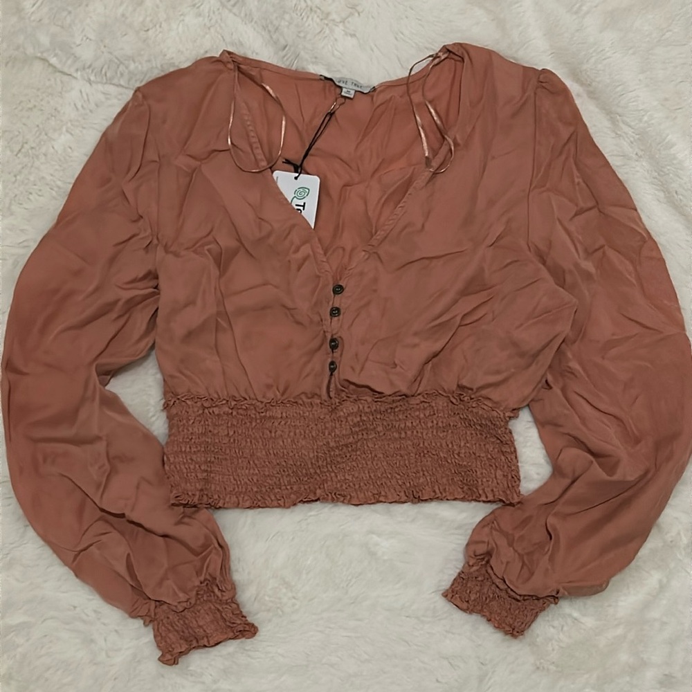 Cropped V-Neck Blouse
